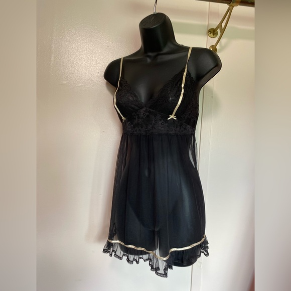 Victoria's Secret Black Lace Chemise with Satin Finish - Picture 1 of 5